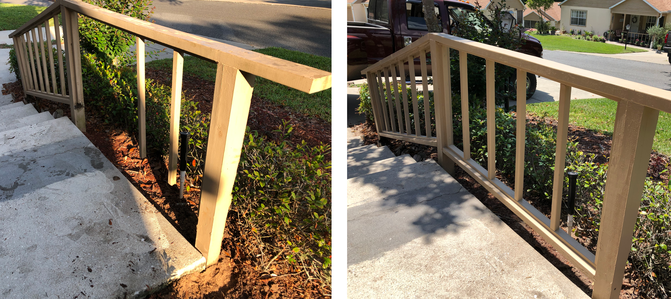 Walkway rail repair.